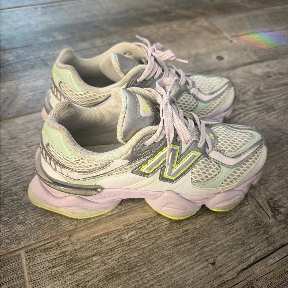 New Balance 9060 White and Taro Women's Sneakers - Picture 4 of 5